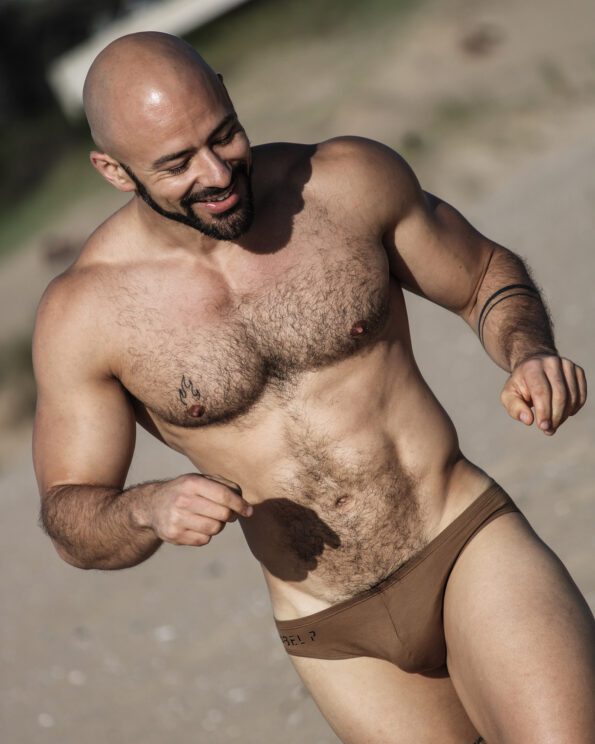 Hairy Muscle Hunk Eloy Pereira Enjoys The Beach