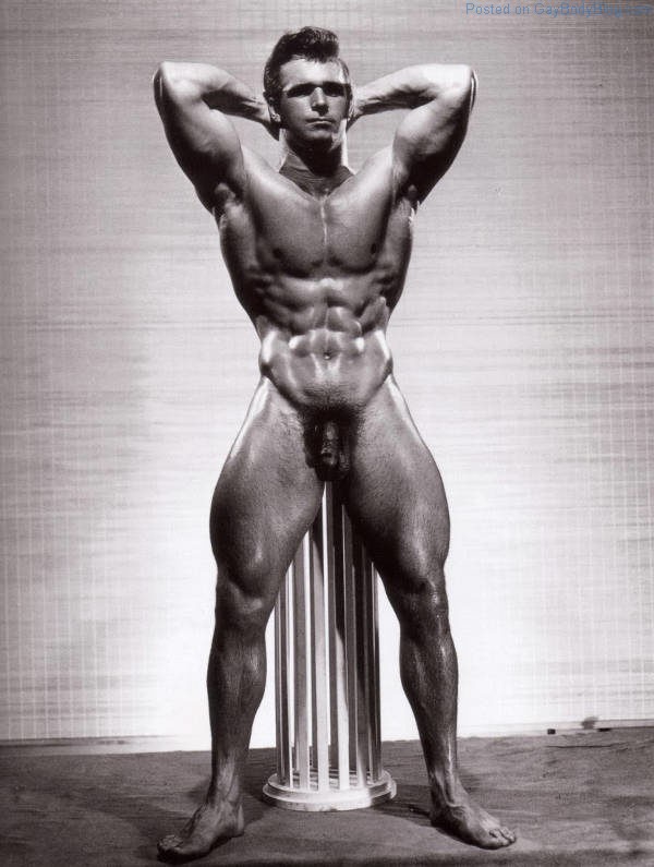 Male physique model Vic Seipke naked in a vintage beefcake photo