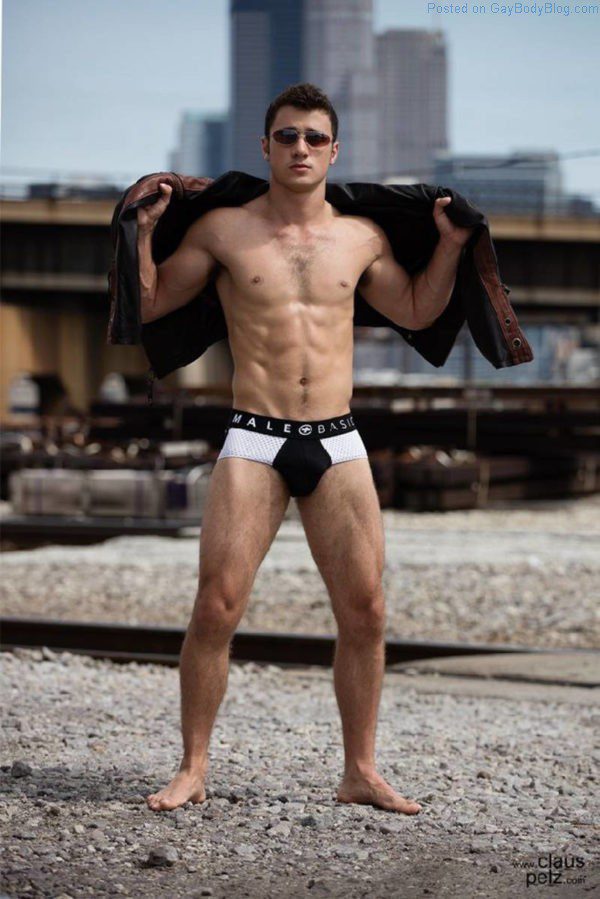 Lance Syverson stands outside in his underwear