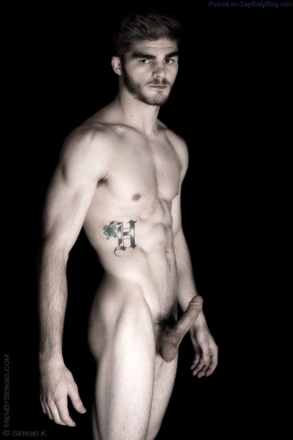 naked male model with an erection