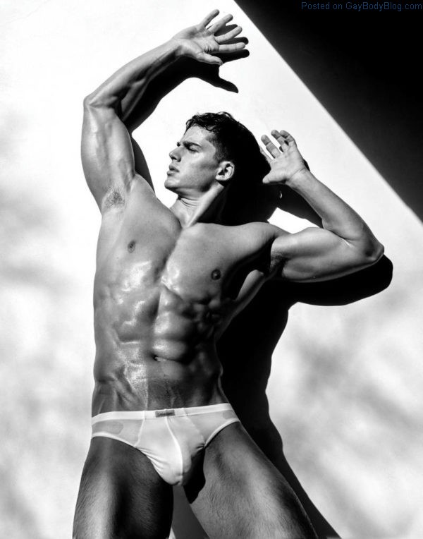 sexy male model Pietro Boselli in white underwear