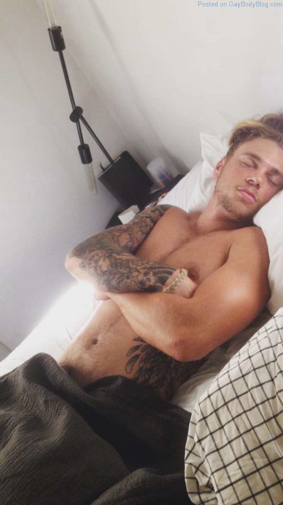 handsome olympian Skier Gus Kenworthy sleeping