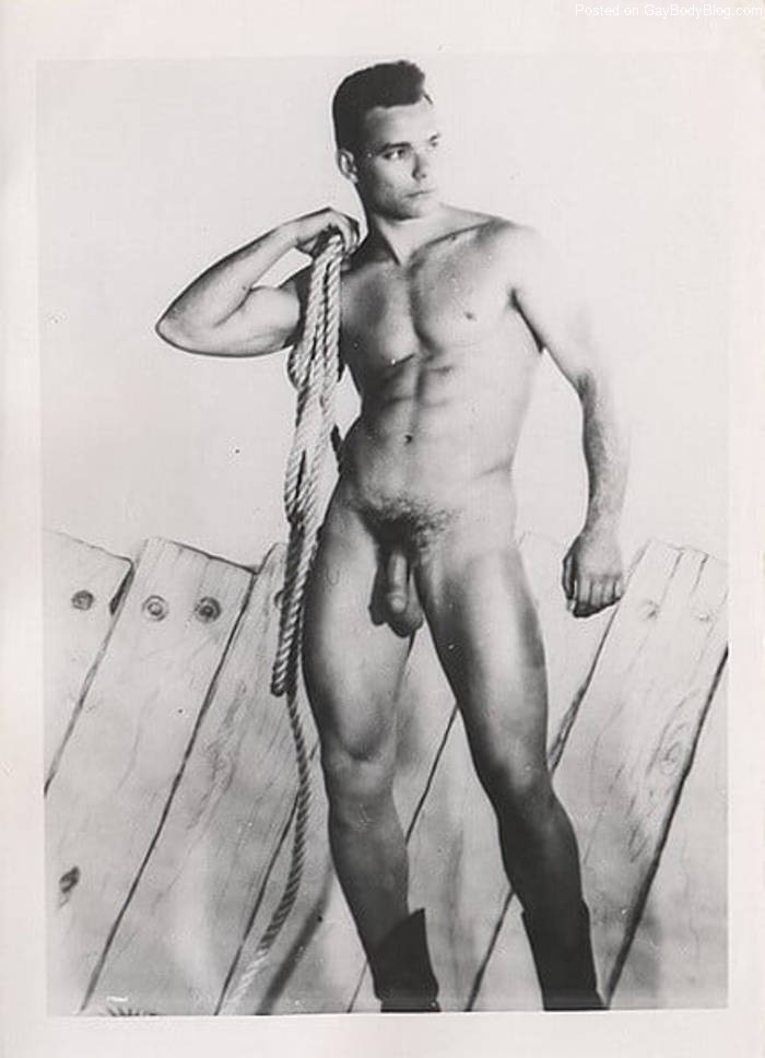 Handsome vintage jock Art Ullrich shows off his hot body and low hanging balls