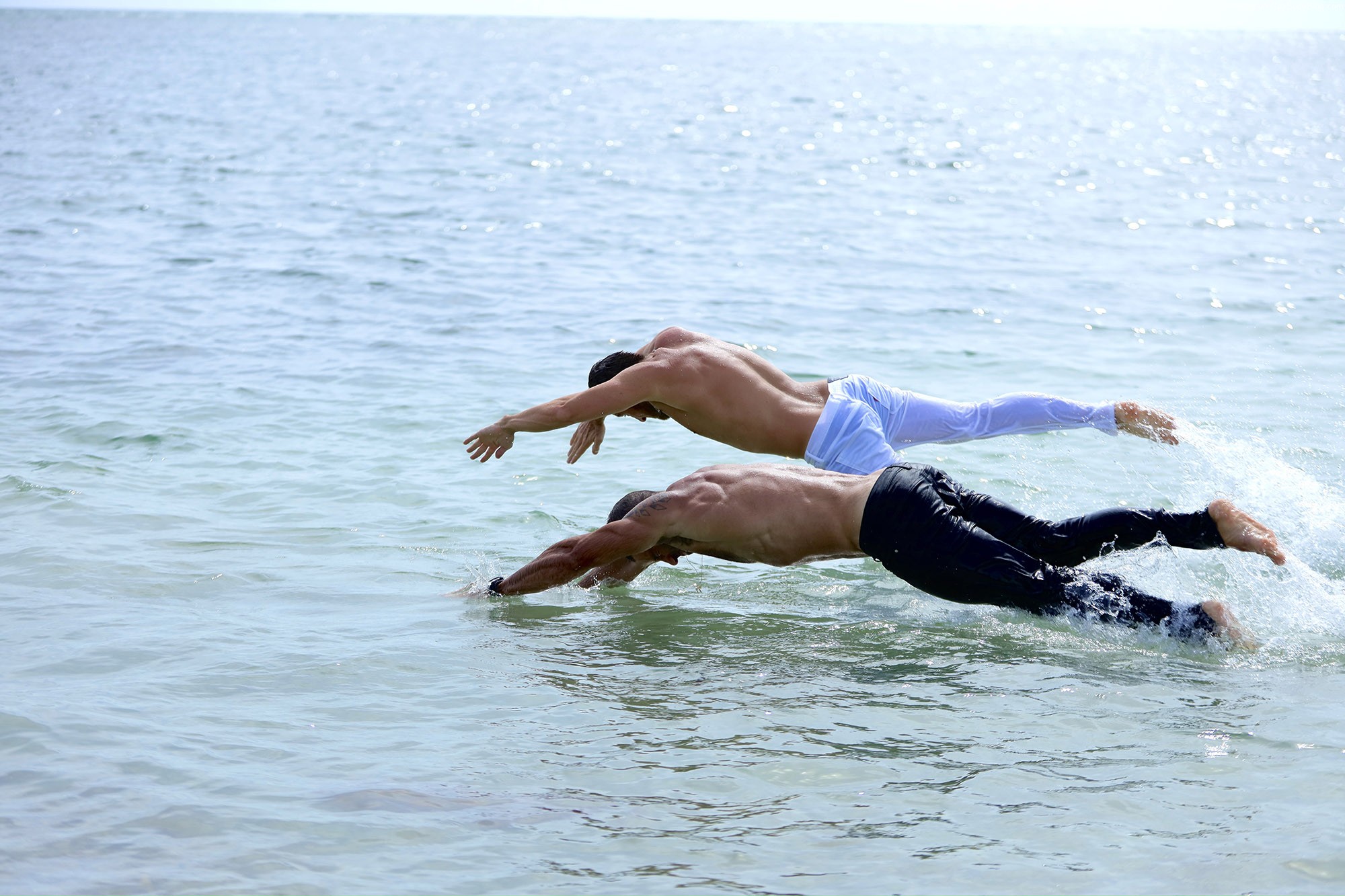 Taking a dive with Handsome Hunks Santiago Garza And Eliad Cohen