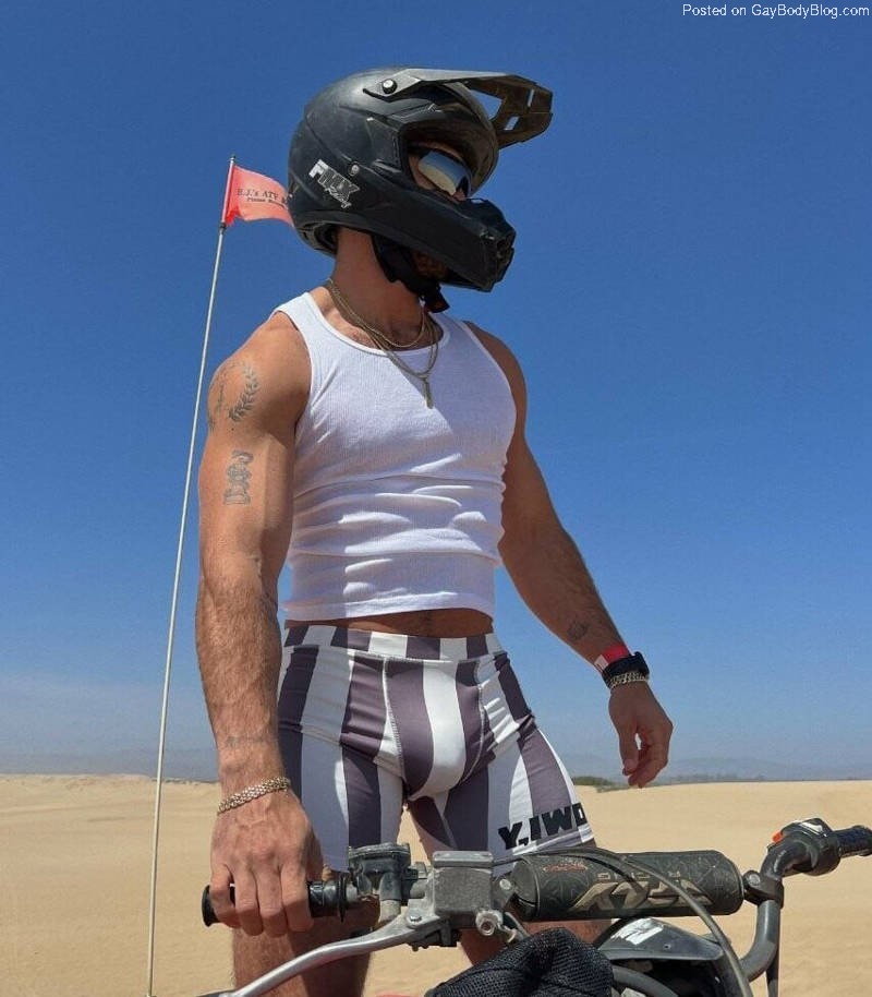 Biker hunk Michael Yerger has a big cock bulge