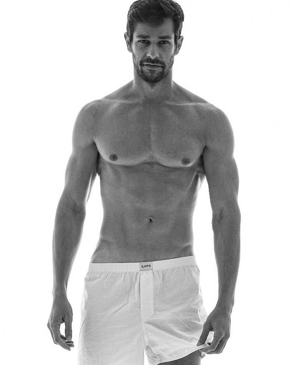 Gorgeous Daddy Model Felipe Martins in white baggy boxer shorts