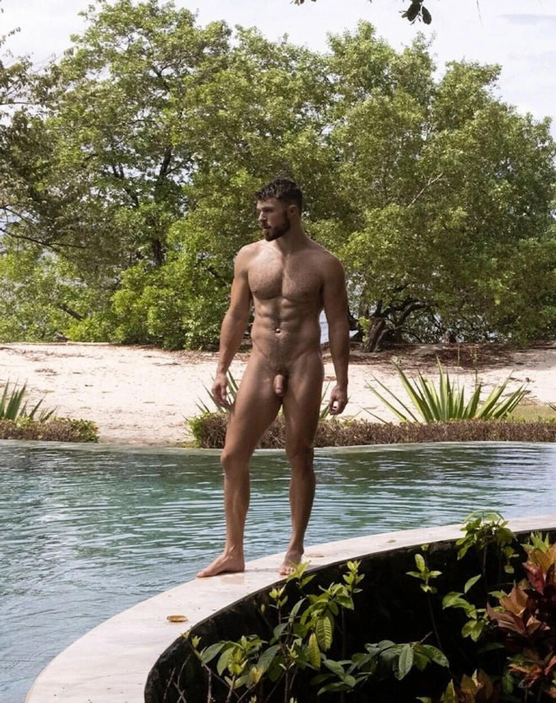 Mr. Bradford nude by the pool