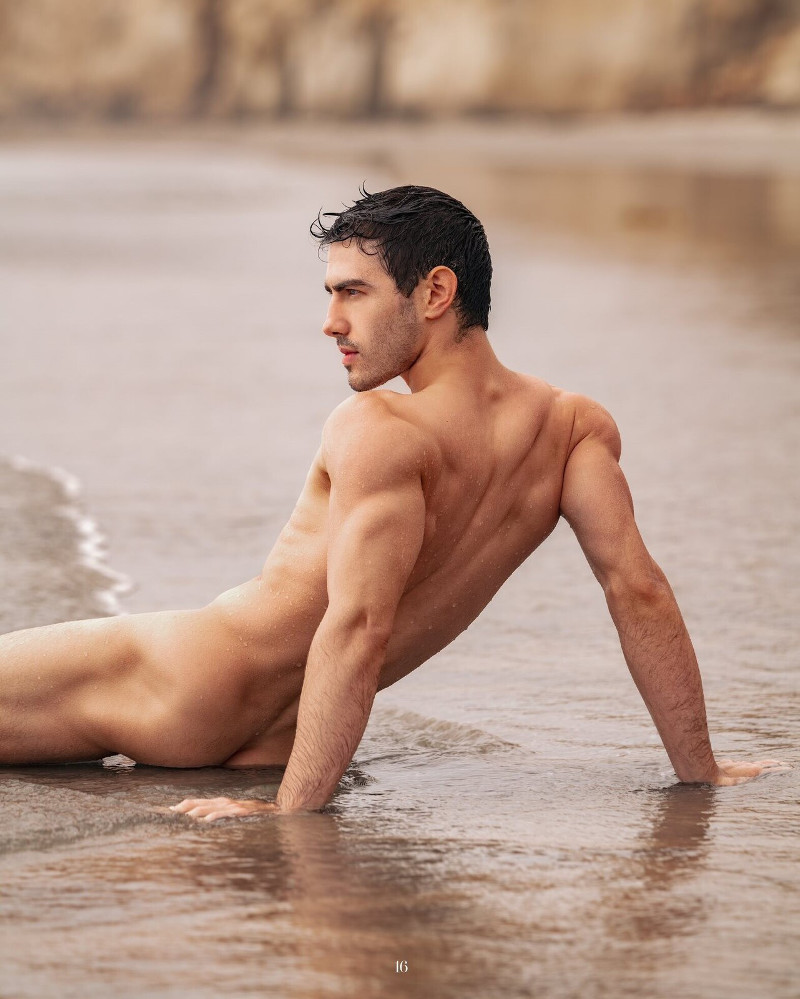 sexy model Dominic Albano naked at the beach