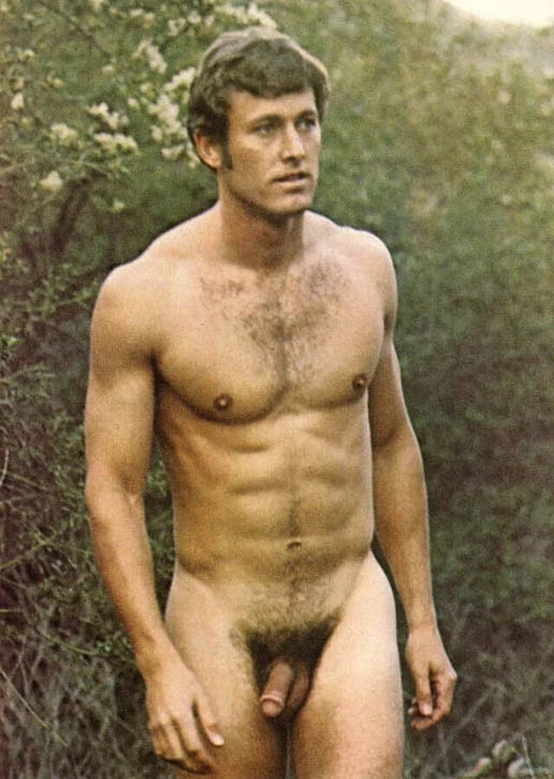 vintage nude Jerry Mansfield naked in the woods.